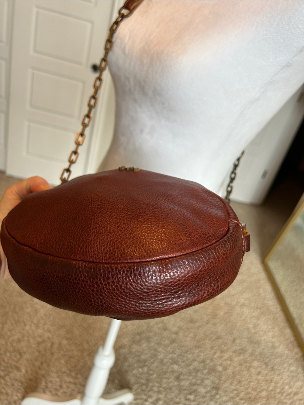 PORTLAND LEATHER Roswell Crossbody in Nutmeg Antique Gold-tone Chain (Retired) - Picture 9 of 13
